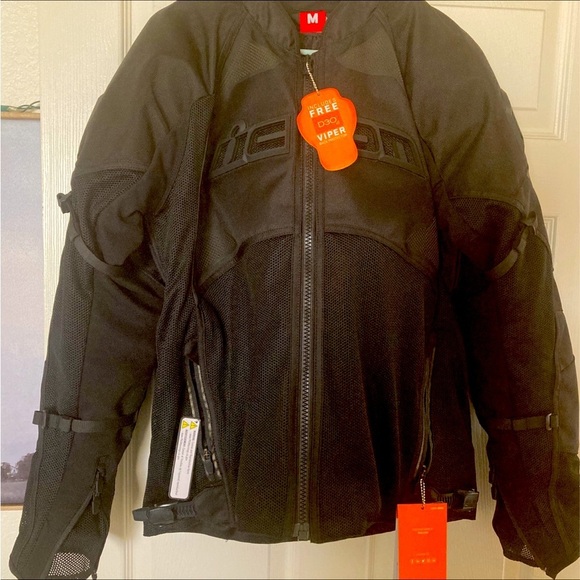Icon Contra 2 Jacket Men’s Riding Bike Black Mesh Motorcycle Jacket Size M NWT - Picture 6 of 9